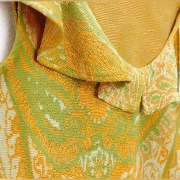 Zara Yellow Jacquard Tapestry Ruffle Sleeve Top Size Medium NWT - Picture 3 of 7
